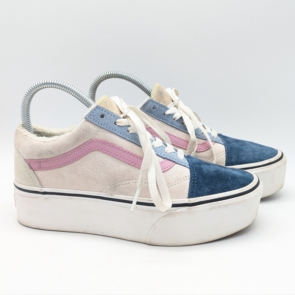 Vans Old Skool stackform pig suede sherpa lined platform tennis shoes 7.5 - Picture 1 of 12